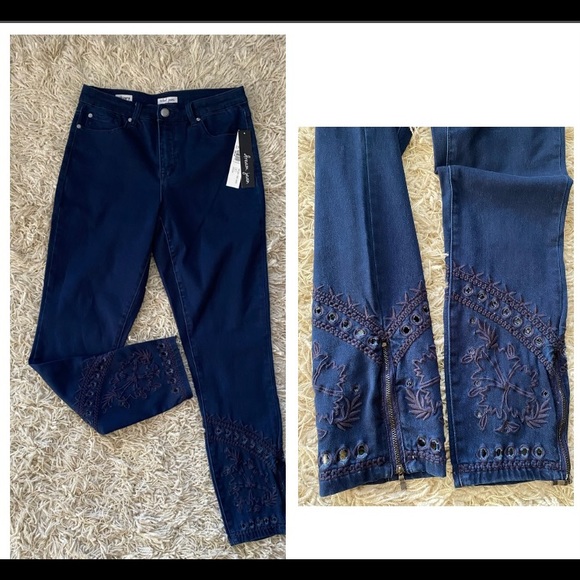NWT tribal jeans ankle jeggings embroidery, women’s size 8 - Picture 1 of 16